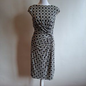 LAUREN Ralph Lauren Geometric Print Twist Knot Wrinkle Free Dress Size 8